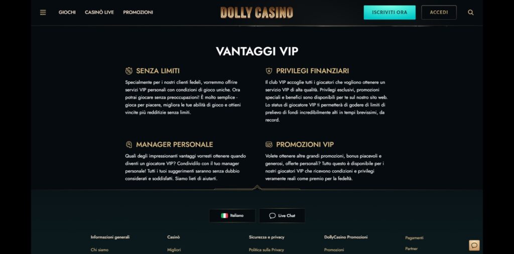 Dolly Casino Vantaggi VIP